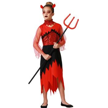 DISFRAZ DEMONIA NIÑA INFANTIL ROJO Y NEGRO