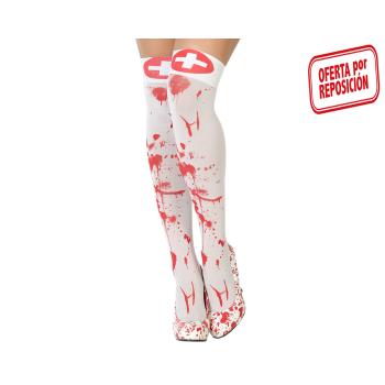 MEDIAS HALLOWEEN ENFERMERA SANGRIENTA MUJER ADULTO