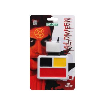 MAQUILLAJE HALLOWEEN DEMONIO TRES COLORES