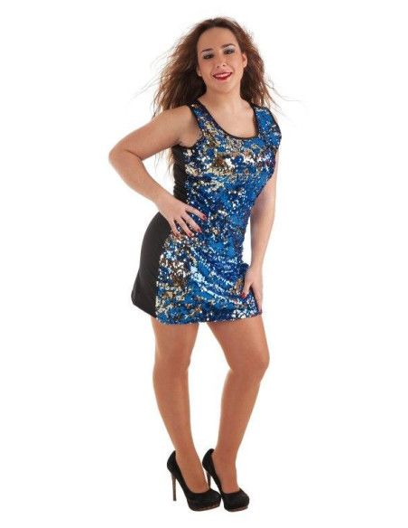 Disfraz Vestido Azul de Estrellas para Mujer - Disfraces de Temática Variada para Carnavales - MisterDisfraz.com