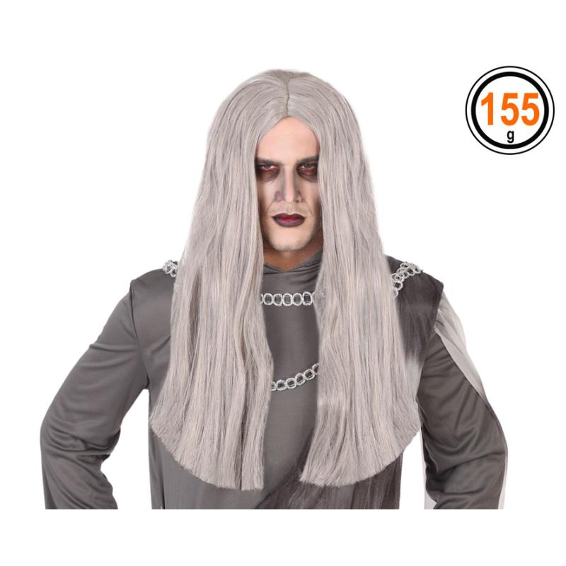 PELUCA HALLOWEEN BRUJA GRIS LARGO 60 CM