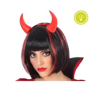 DIADEMA CON CUERNOS ROJOS DEMONIO CON LUZ