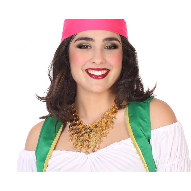 COLLAR MONEDAS DORADAS CARNAVAL MUJER ADULTO