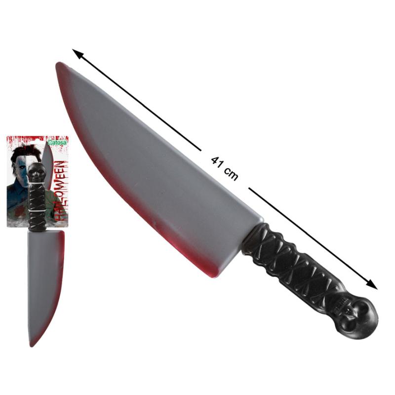 CUCHILLO MACHETE 41 CM MANCHADO SANGRE HALLOWEEN