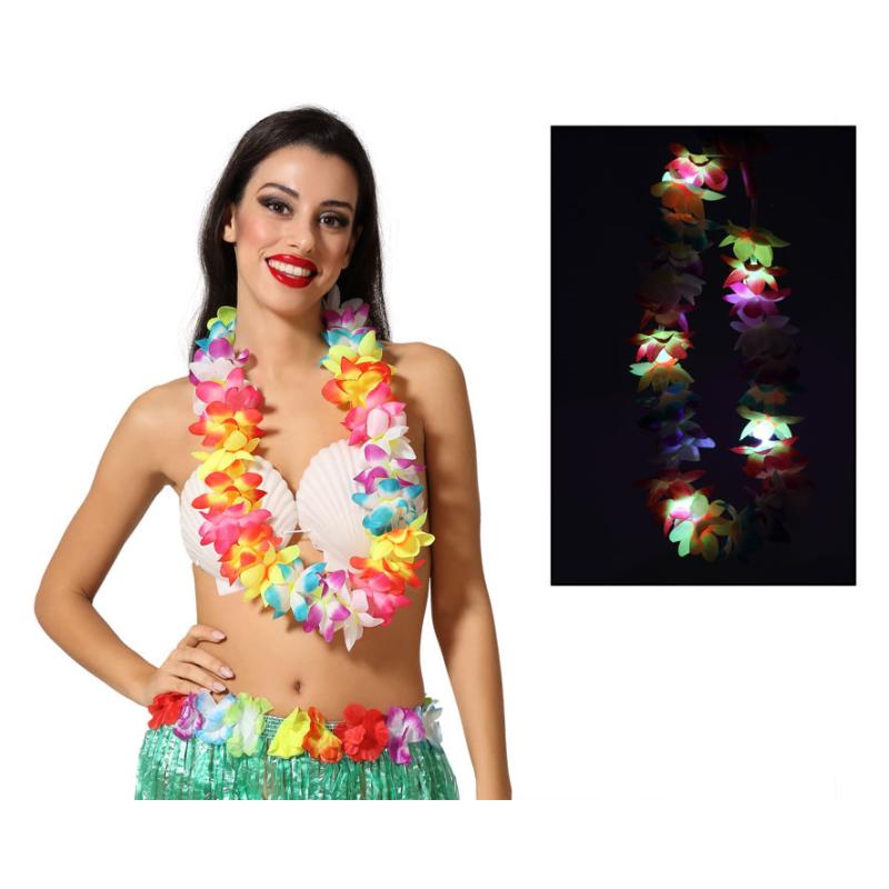 COLLAR HAWAIANO LUZ MULTICOLOR
