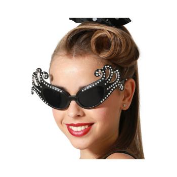 GAFAS NEGRO CARNAVAL BRILLANTES MUJER ADULTO