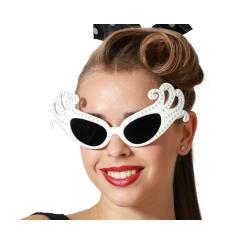 GAFAS BLANCO CARNAVAL BRILLANTES MUJER ADULTO