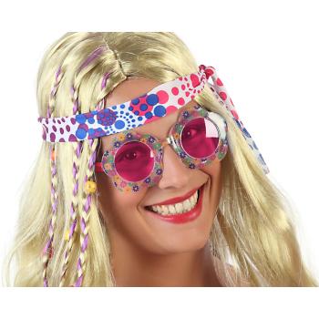 GAFAS FLORES HIPPIE ROJO MUJER ADULTO