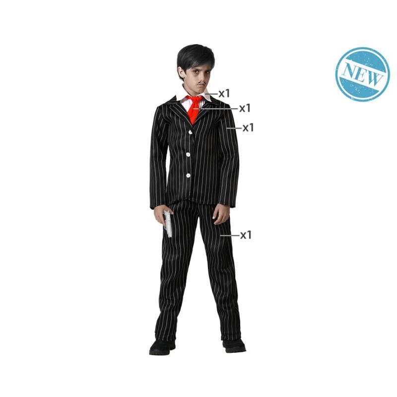 DISFRAZ FANTASMA NEGRO CON CORBATA NIÑO