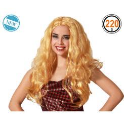 B/cart. peluca larga fantasia ondulada fantasia rubia
