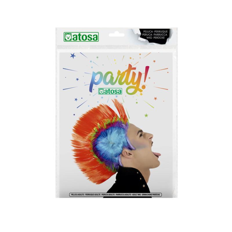 B/cart. peluca punky multicolor