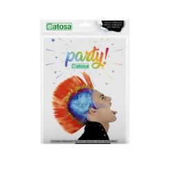 B/cart. peluca punky multicolor