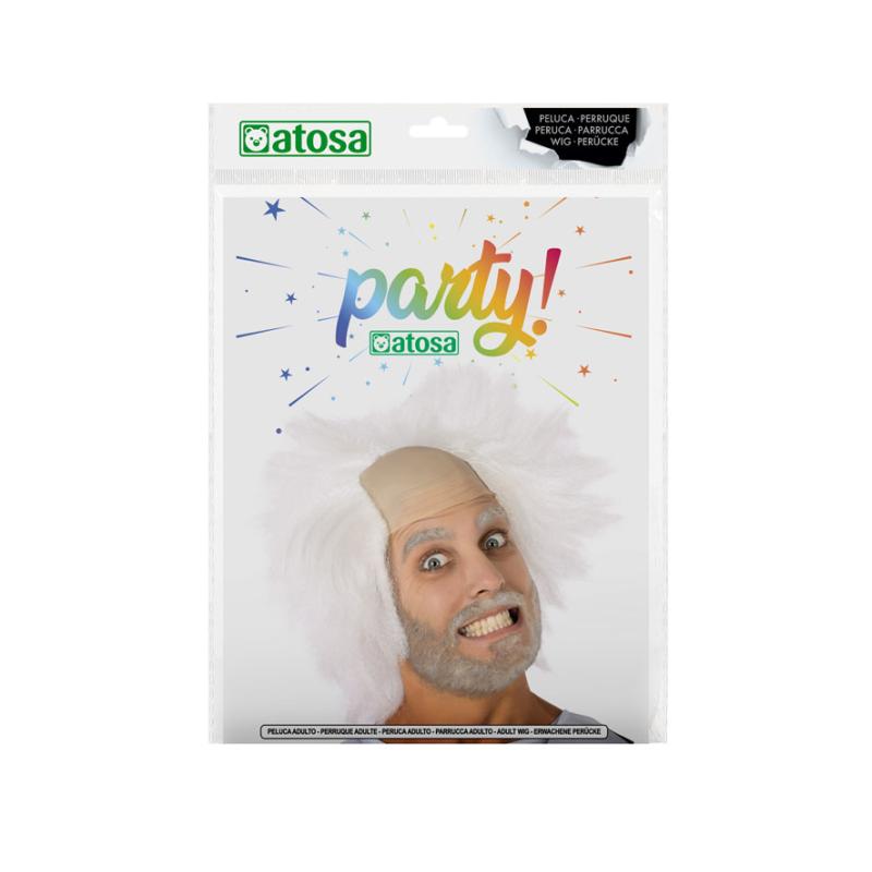 B/cart. peluca cientifico loco blanco