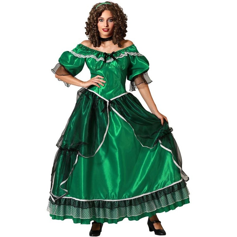 Disfraz Dama Sureña Vestido Verde para mujer