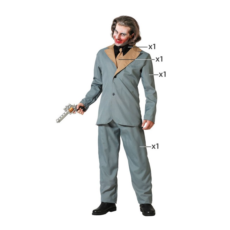 Disfraz Joker Gris con Corbata para Hombre