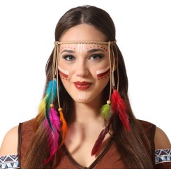 Cinta India con Plumas de Colores para Mujer