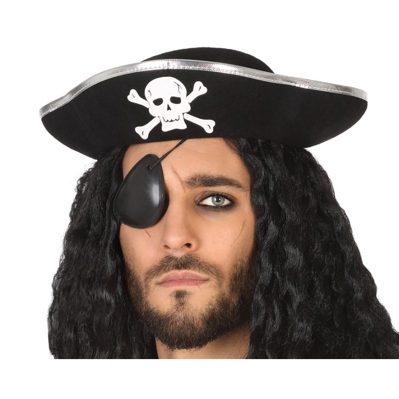 Sombrero pirata negro hombre adulto
