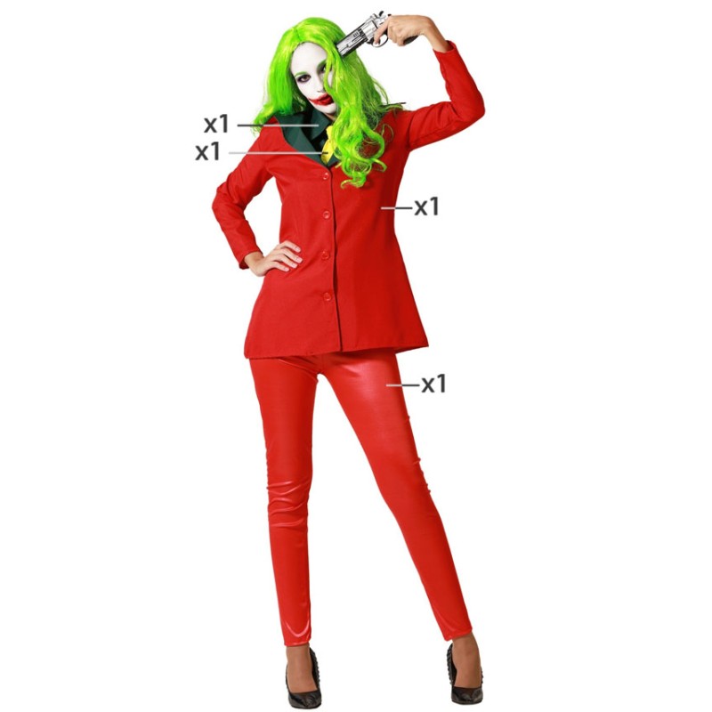 Disfraz Payaso Rojo con Corbata para Mujer