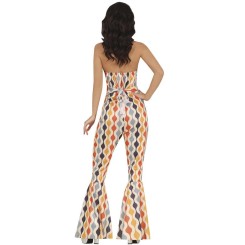 Disfraz de  Chica Disco Multicolor Años 70 para Mujer