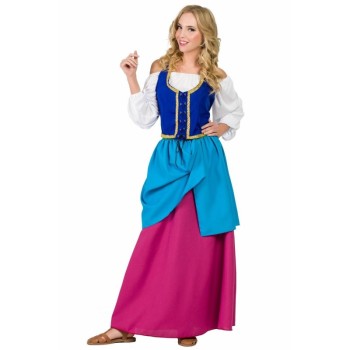 Disfraz de Mesonera Medieval Azul/Rosa para Mujer