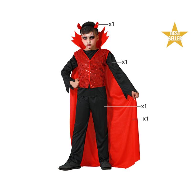 Disfraz demonio niÑo infantil lentejuelas rojo