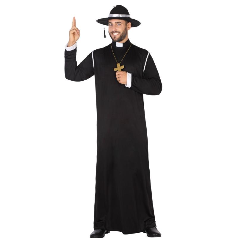 Disfraz cura hombre adulto sotana negra