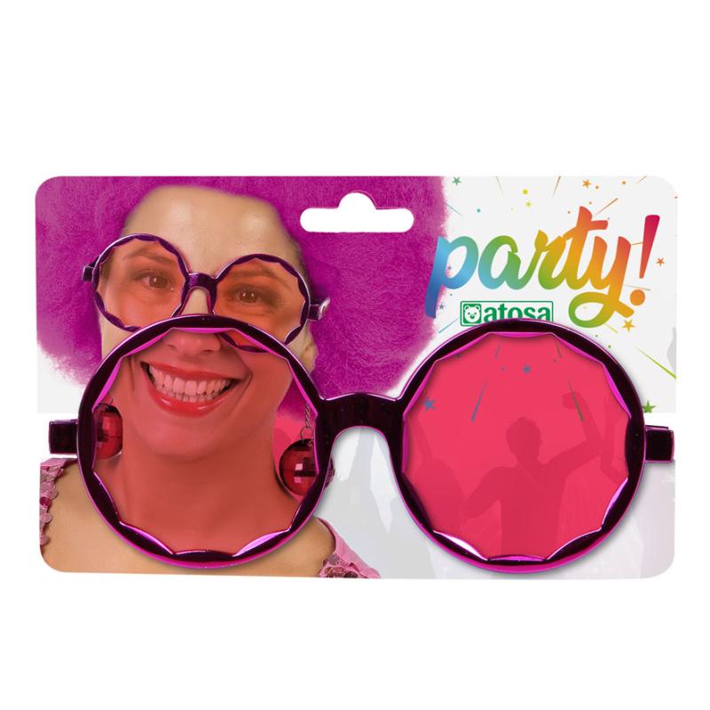 Gafas redondas carnaval fucsia mujer adulto