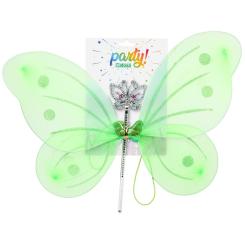 Cart. alas hada 41x49cm con varita verde
