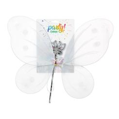 Cart. alas hada 41x49cm con varita blanco