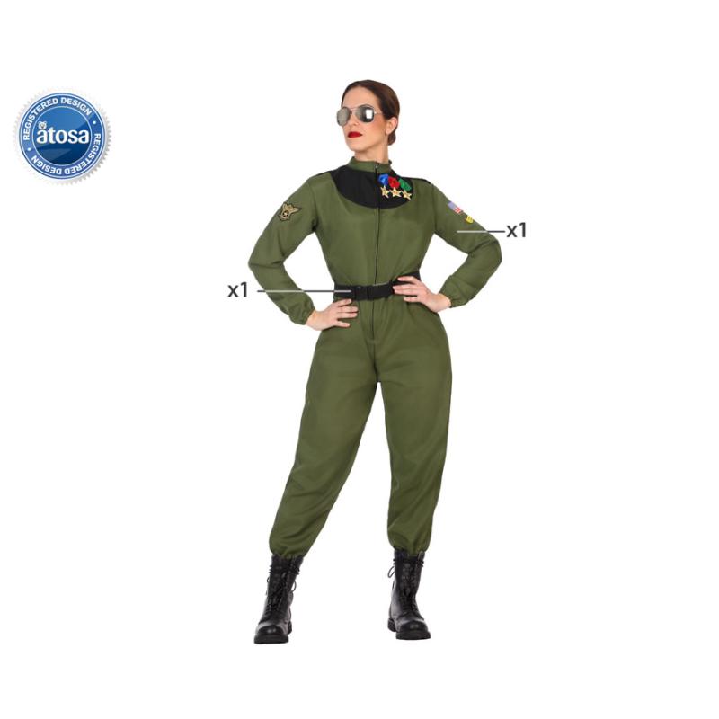 Disfraz piloto mujer adulto verde