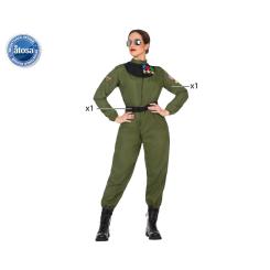Disfraz piloto mujer adulto verde