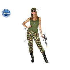 Disfraz militar mujer adulto camuflaje verde