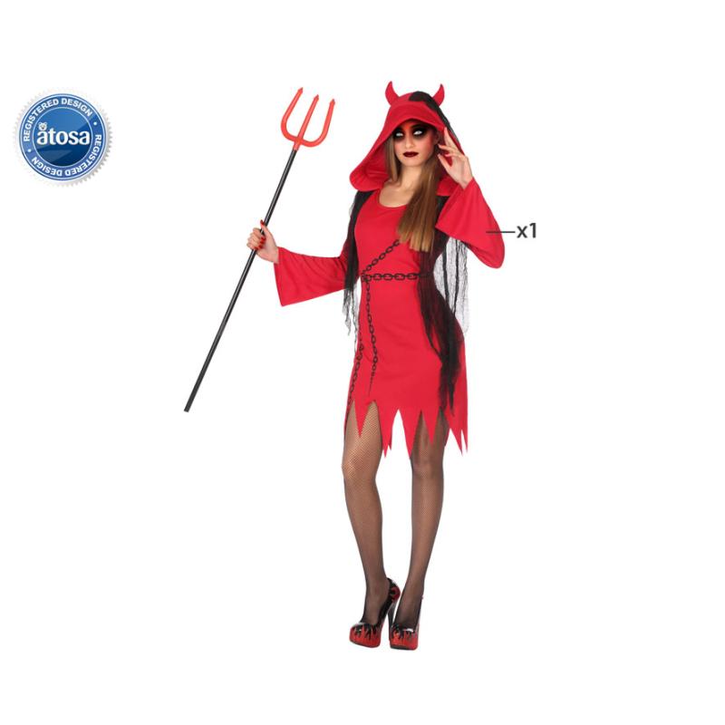 Disfraz demonia mujer adulto rojo