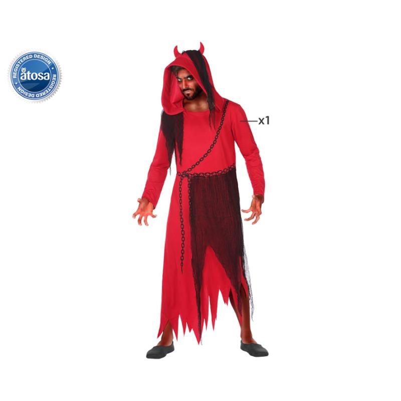 Disfraz demonio hombre adulto rojo