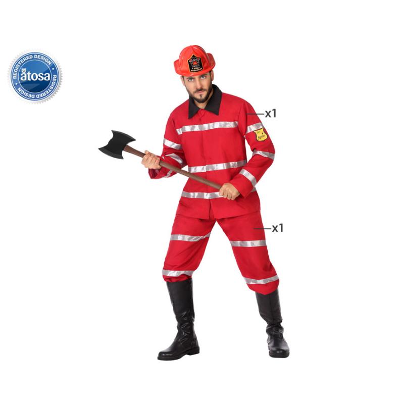 Disfraz bombero hombre adulto rojo