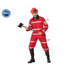 Disfraz bombero hombre adulto rojo
