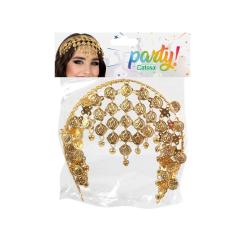 Diadema monedas doradas carnaval mujer adulto