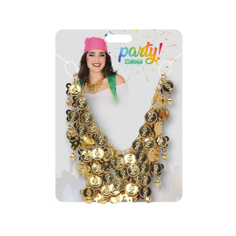 Collar monedas doradas carnaval mujer adulto