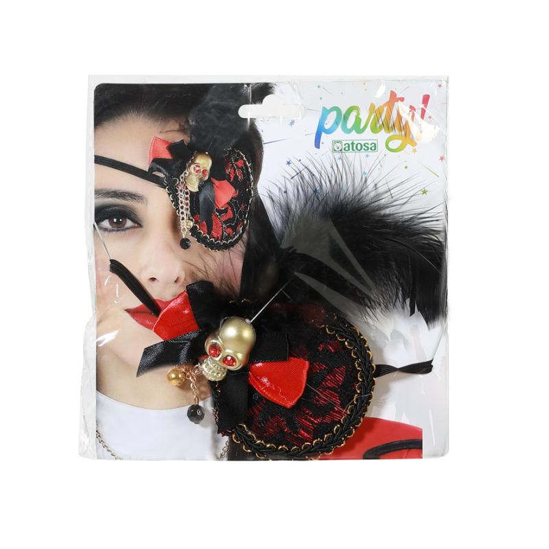 Parche pirata rojo mujer adulto