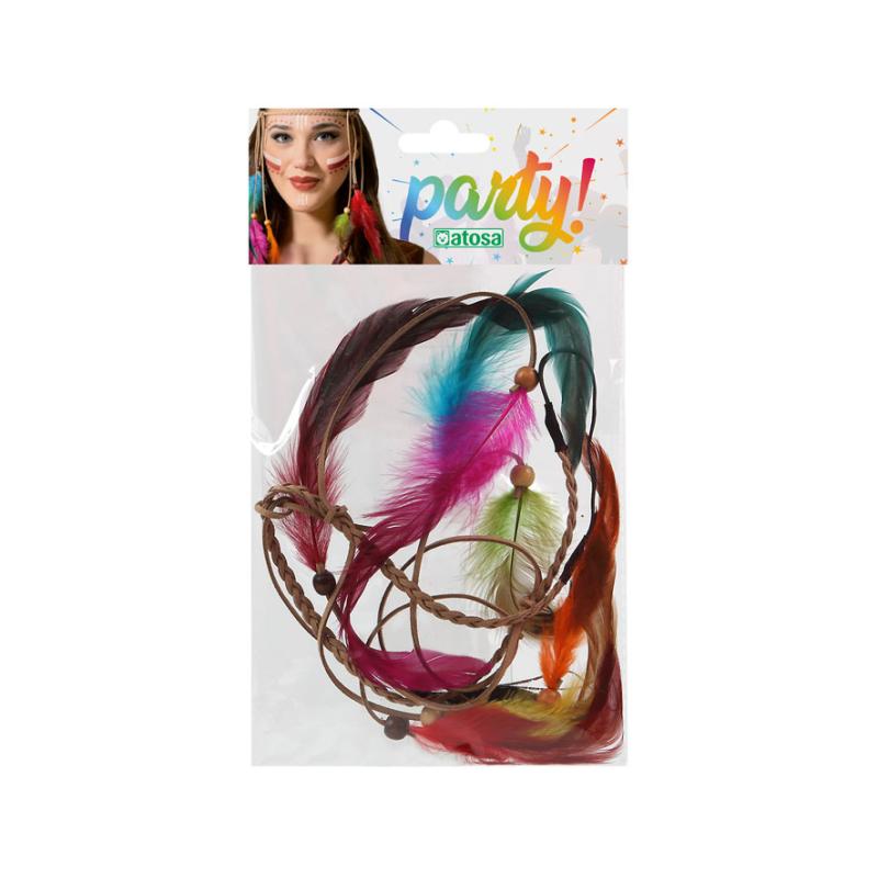 Cinta india plumas colores mujer adulto