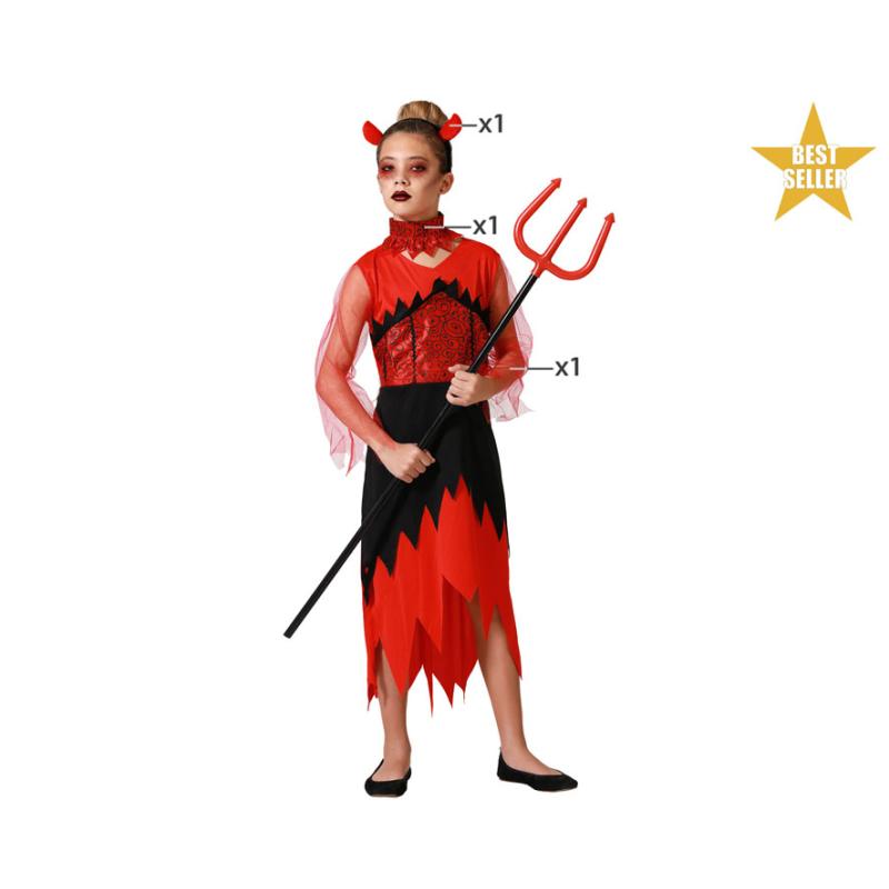 Disfraz demonia niÑa infantil rojo y negro