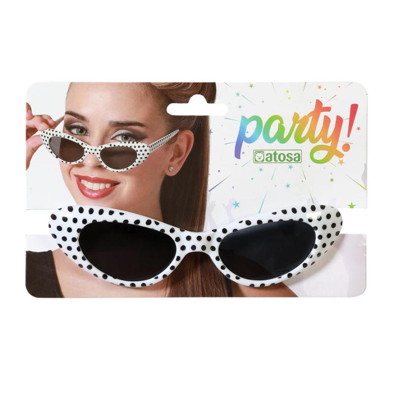 Gafas blancas con lunares negros