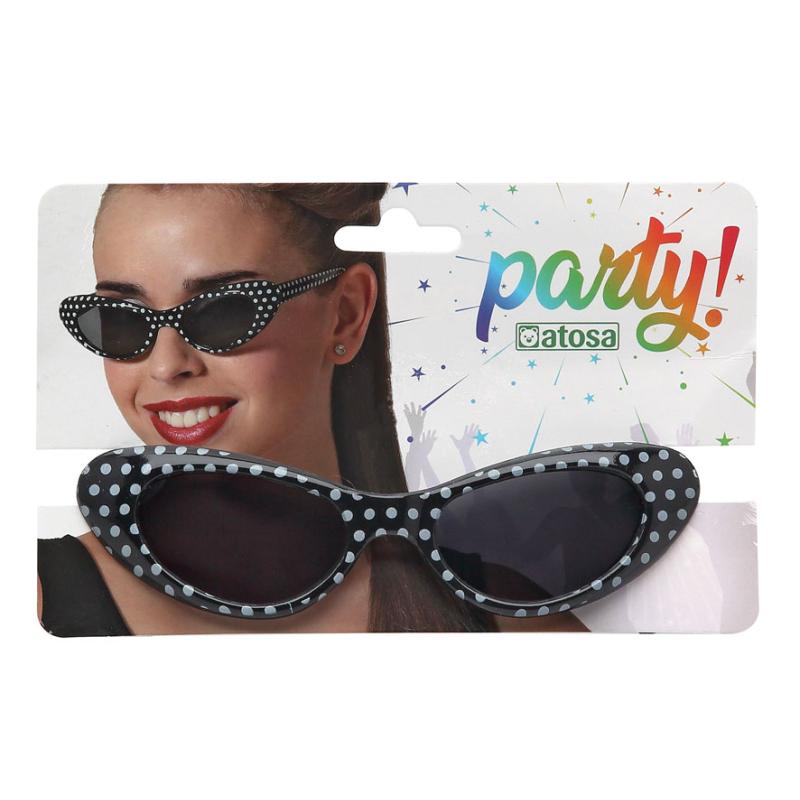 Gafas negras con lunares blancos