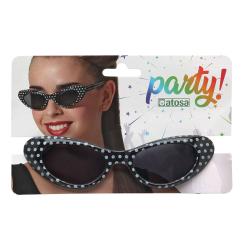 Gafas negras con lunares blancos