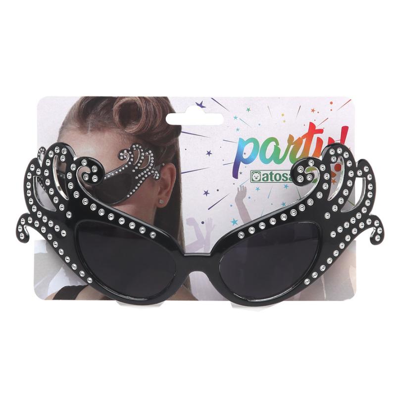 Gafas negro carnaval brillantes mujer adulto