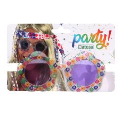 Gafas flores hippie azul mujer adulto