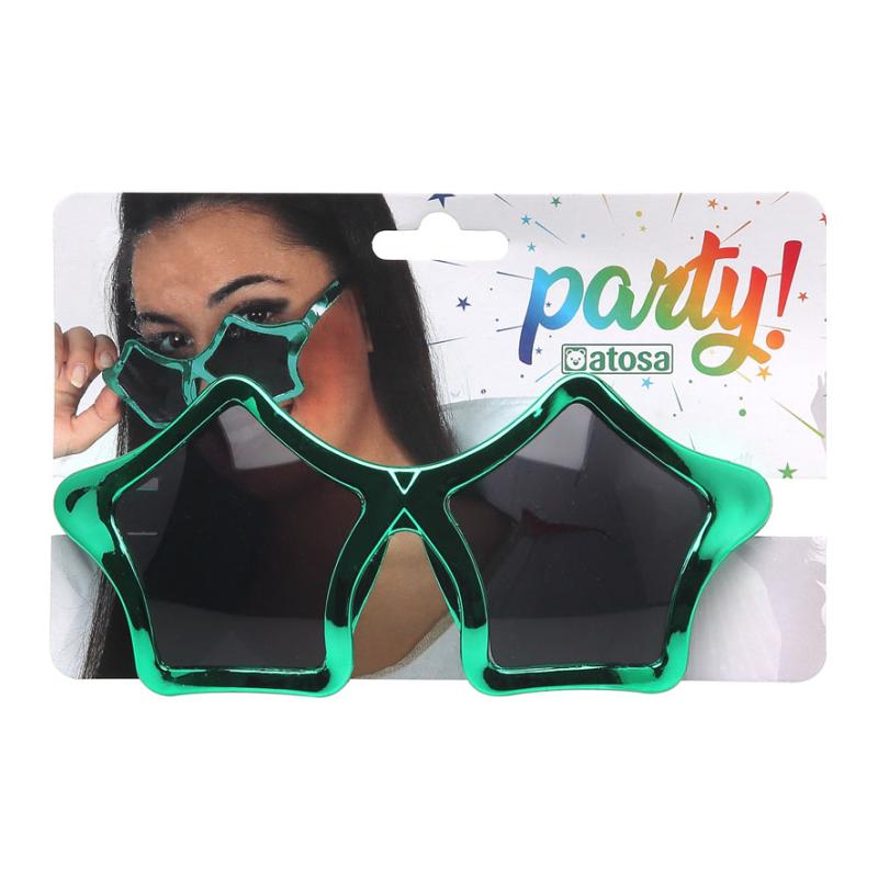 Gafas estrellas brillantes verde mujer adulto