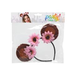 Diadema orejas y flores rosas
