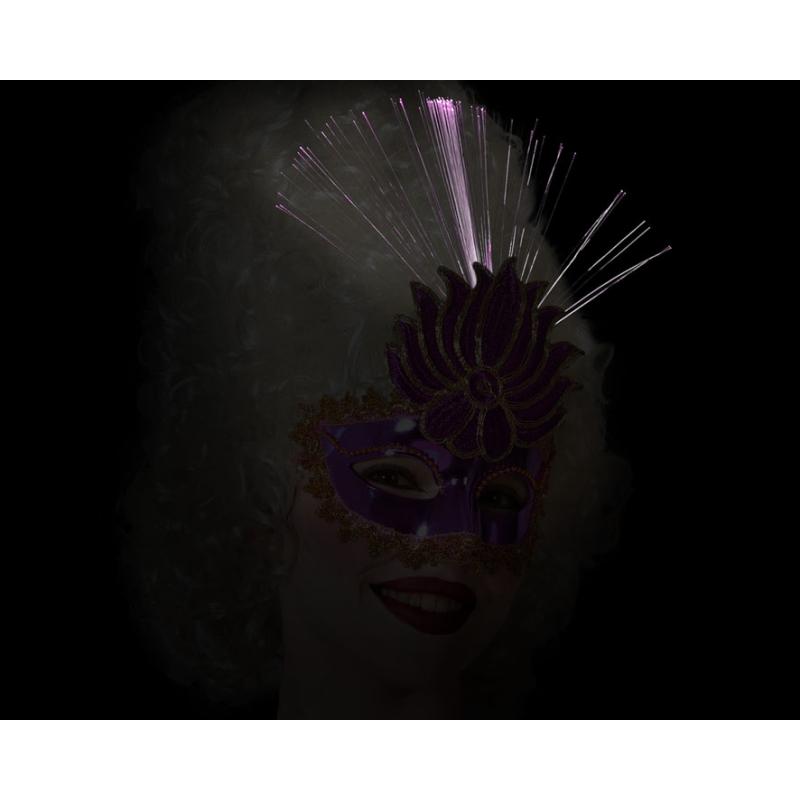 MÁscara veneciana antifaz morado brillante brillo oscuridad mujer adulto