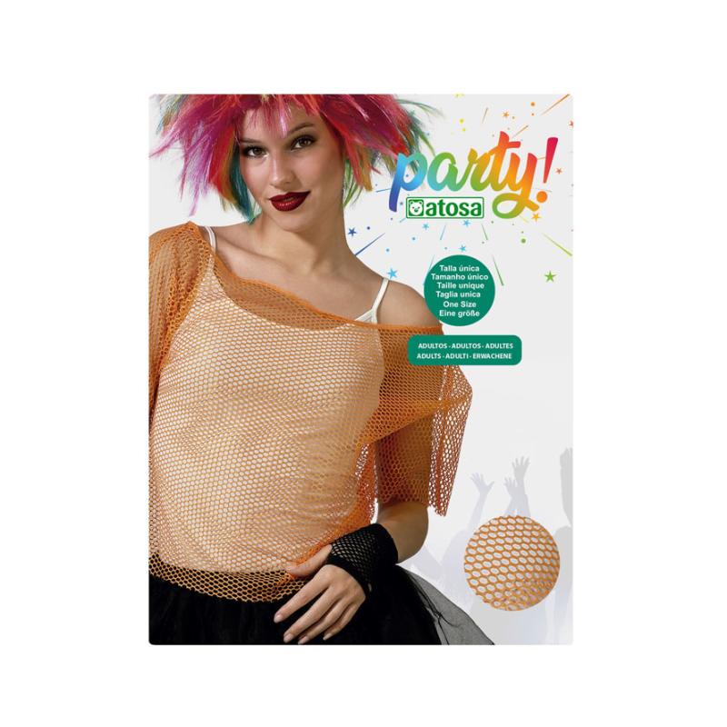 Camiseta rejilla naranja carnaval mujer adulto